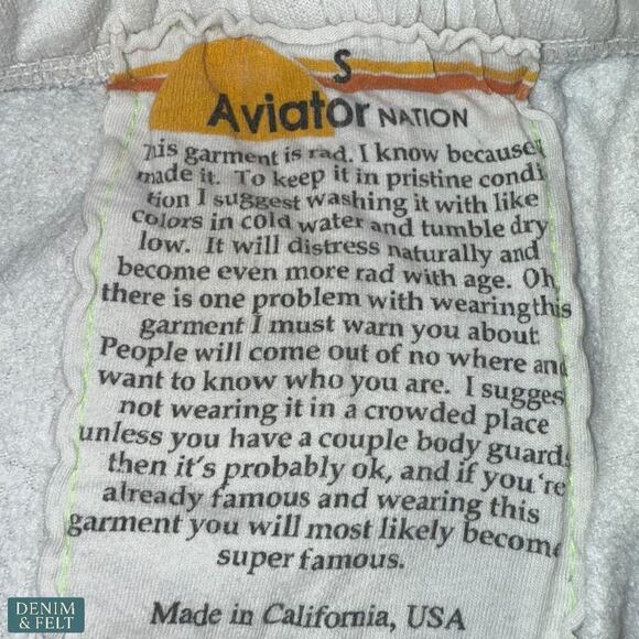 Aviator Nation White Lightning Bolt Sweatpants Small Cozy Loungewear - Picture 9 of 12